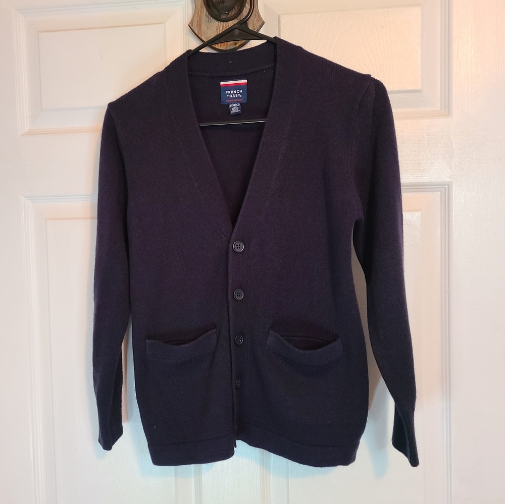 (1783) French Toast Woman's Classic V-Neck Sweater, Size: Large Color: Blue